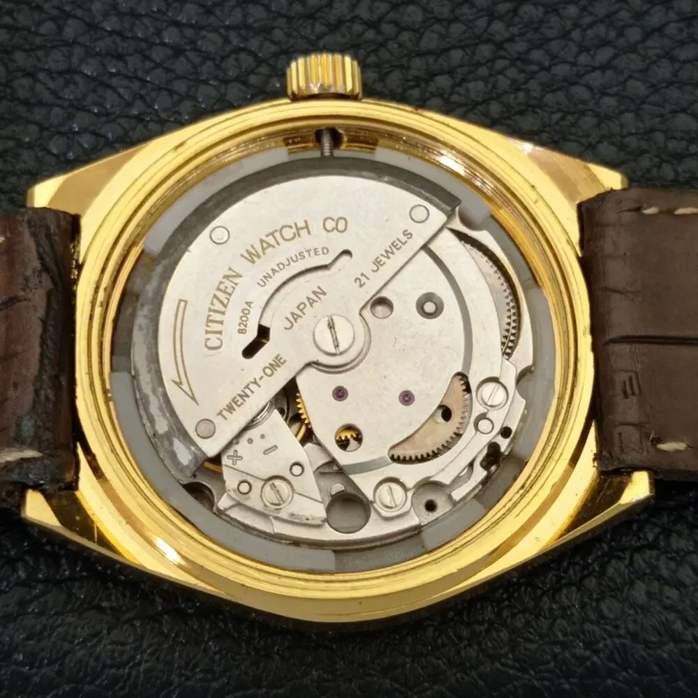 Vintage 1976 Citizen Automatic Mens Gold Watch W/daydate & Blue accents